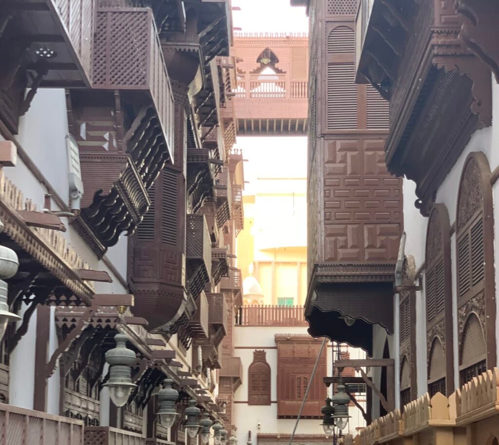 Budget Itinerary for Saudi Arabia.  An alley leading to the entrance of the Al Taybat International City Museum of Science and Information