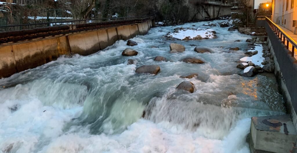 The River La Valira which runs through much of Andorra la Vella.