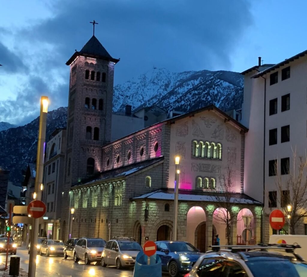 The Church of Sant Pere et Martir in Andorra at the end of Avinguda Carlemany