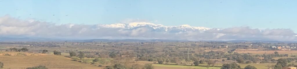 Principality of Andorra. Distant View of the Pyrenees Mountains enroute to Andorra from Barcelona.