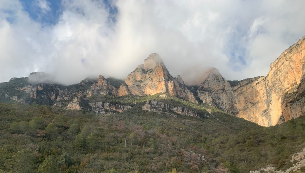 View of the mountains along the road to Andorra