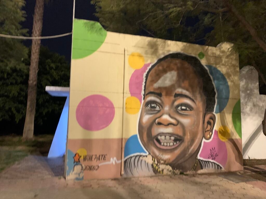 Scattered pieces of art such as Murals along the Art Street in Abha.