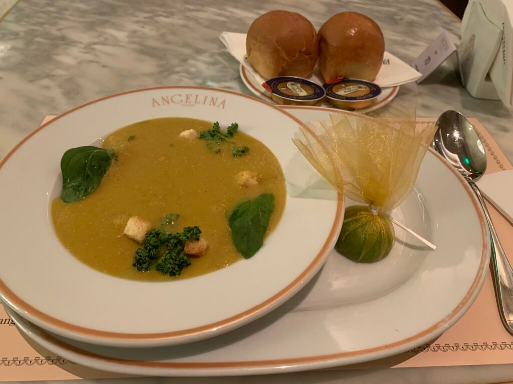 Soup at Angelina at Bujairi Terrace, the only place who is still receiving guest after midnight.