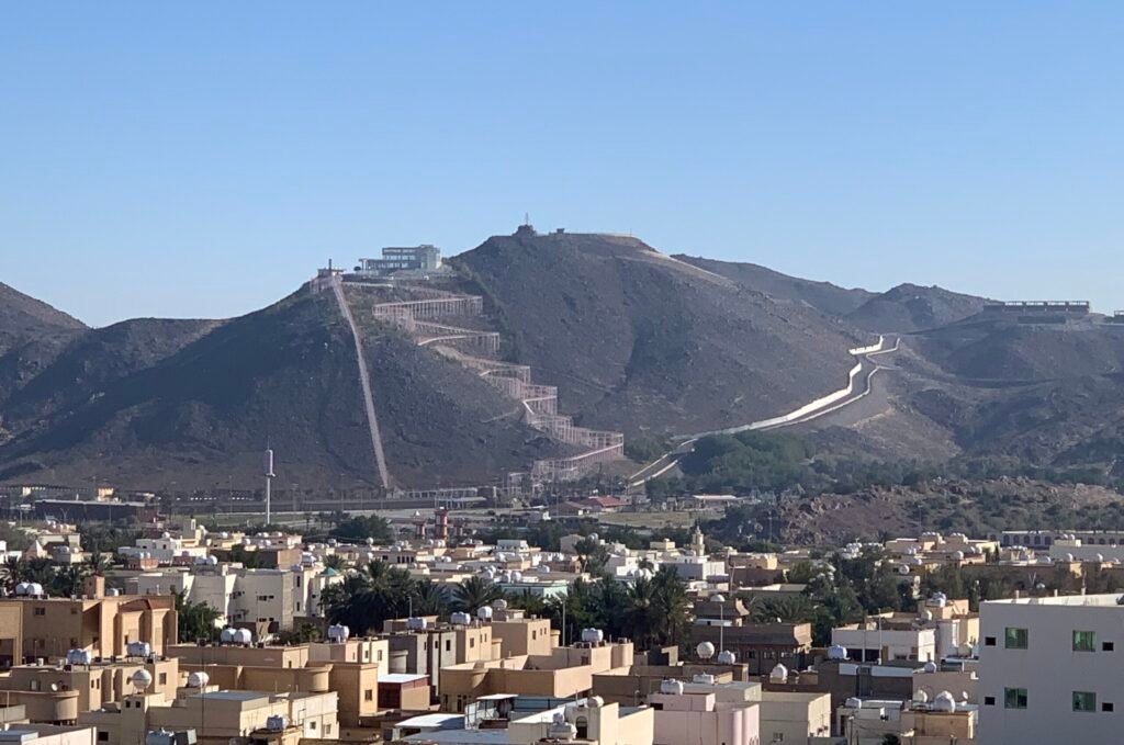 16days Saudi Arabia Itinerary. View of Hatem Views and the new roller coaster under construction and the road up