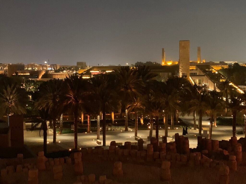16Days Saudi Arabia Itinerary. Looking back at Bujairi Terrace. The tower lookout isn't open for visiting.
