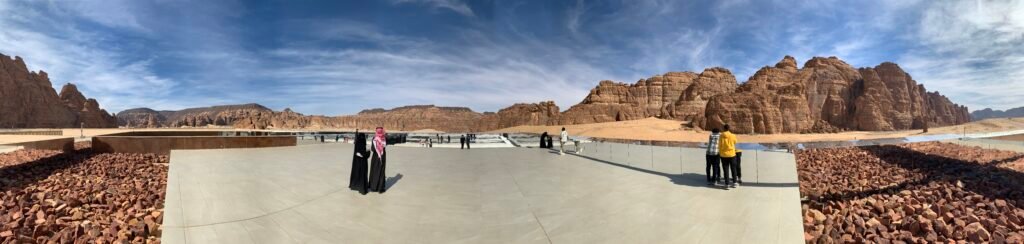 16days Saudi Arabia Itinerary. On the rooftop of Maraya in Al Ula.