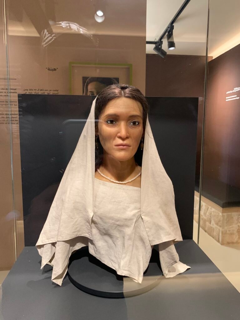 16days Saudi Arabia Itinerary. A reconstruction of Hinat, whose body was found in one of the tombs at Hegra, Al Ula