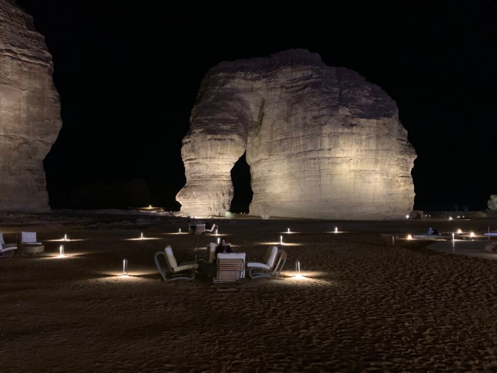 16days Saudi Arabia Itinerary. Elephant Rock view from the on-site restaurant in Al Ula.
