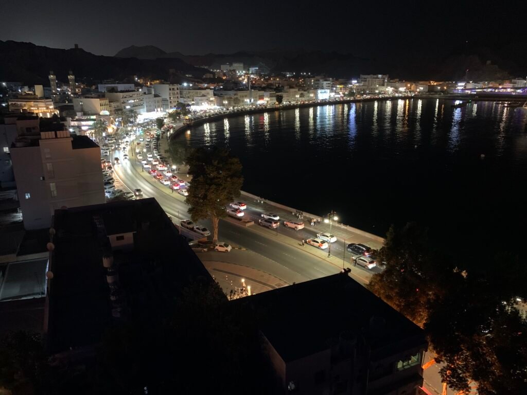 Mutrah at night and its traffic jam