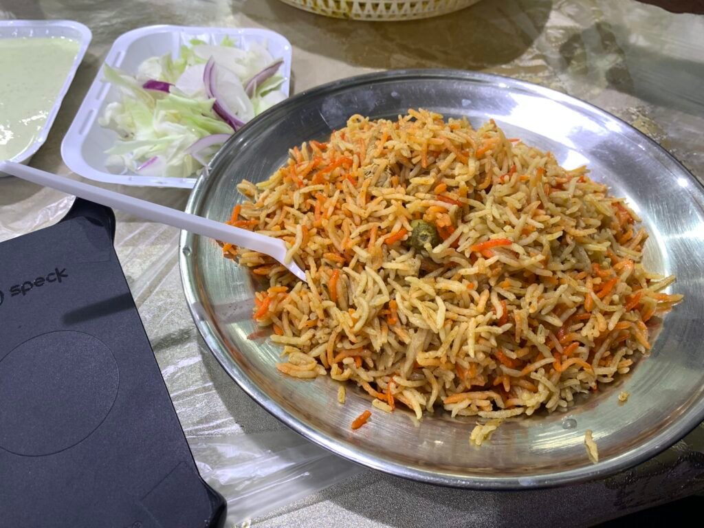 Yummy Biryani but I am not sure if it was the raw vegetables or the sour cream that cause me tummy issues the next morning.