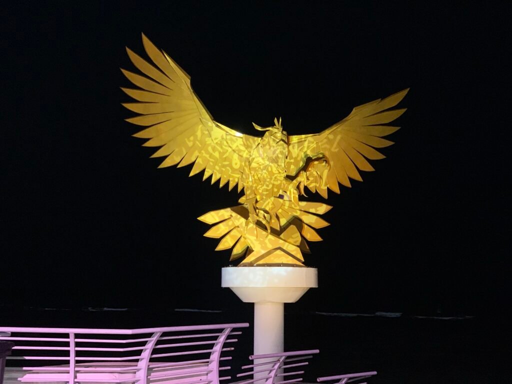 The eagle sculpture near the Al Rahmah Mosque at Jeddah Corniche.