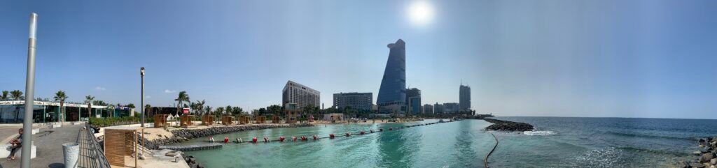 At the NEW Jeddah Corniche. The colourful Roshn waterfront Walkway