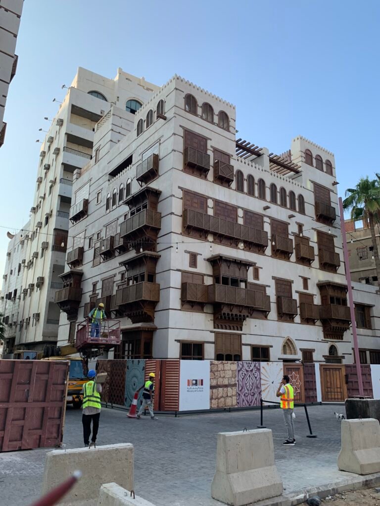Another block of apartments under restoration in Al Balad district of Jeddah..