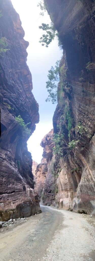 Walking through the Wadi to the pools at Wadi Lajab