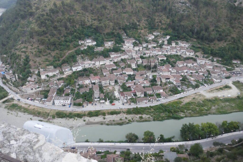 Republic of Albania. UNESCO world heritage site of Berat, also known as the city of a thousand windows.