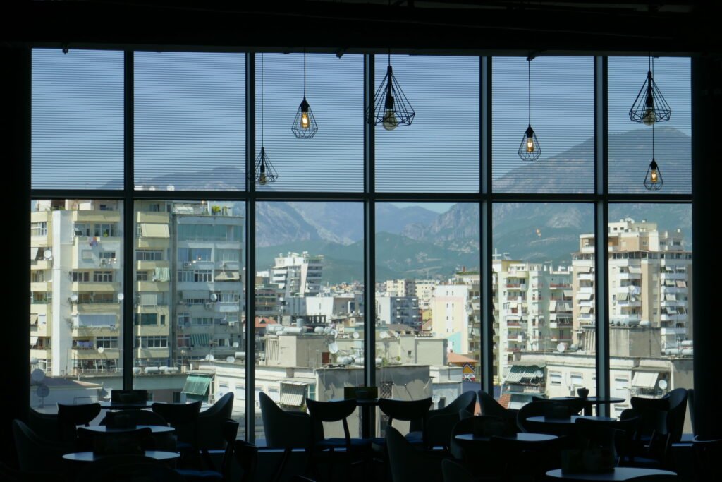 View of the Tirana surrounds from Toptani Shopping Center